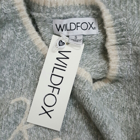 Wildfox sweater "Keep Me Warm" gray oversized crew neck women knit New - Picture 7 of 8
